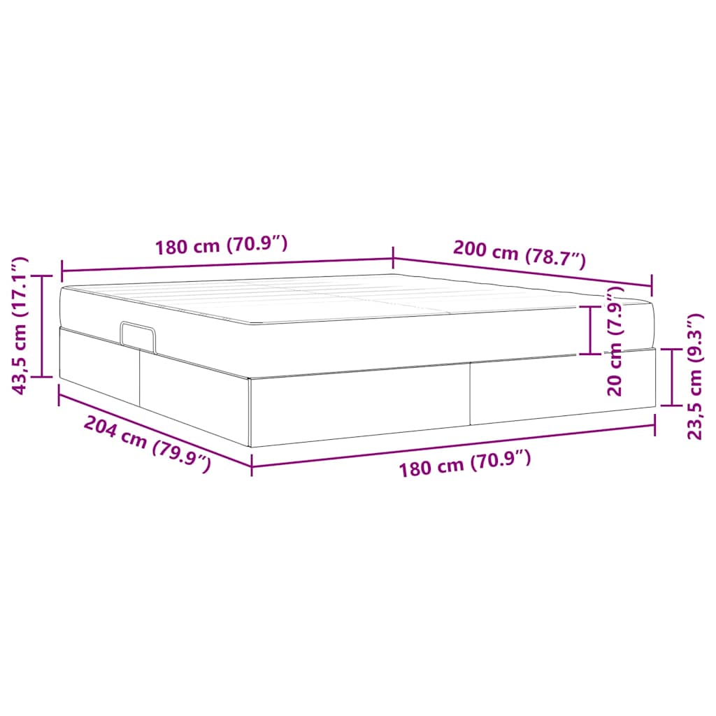 Krevet s madracem i skladištem Crna 180 x 200 cm Baršun
