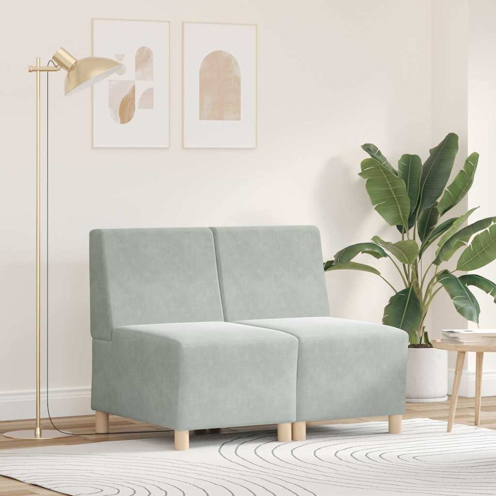 Modularna sofa bez naslona 2 pcs Svijetlo siva 55 x 74 x 82 cm