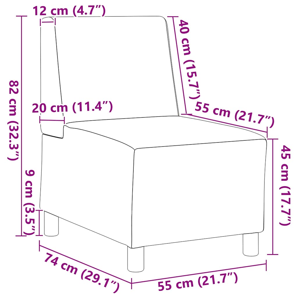 Modularna sofa bez naslona 2 pcs Tamno siva 55 x 74 x 82 cm