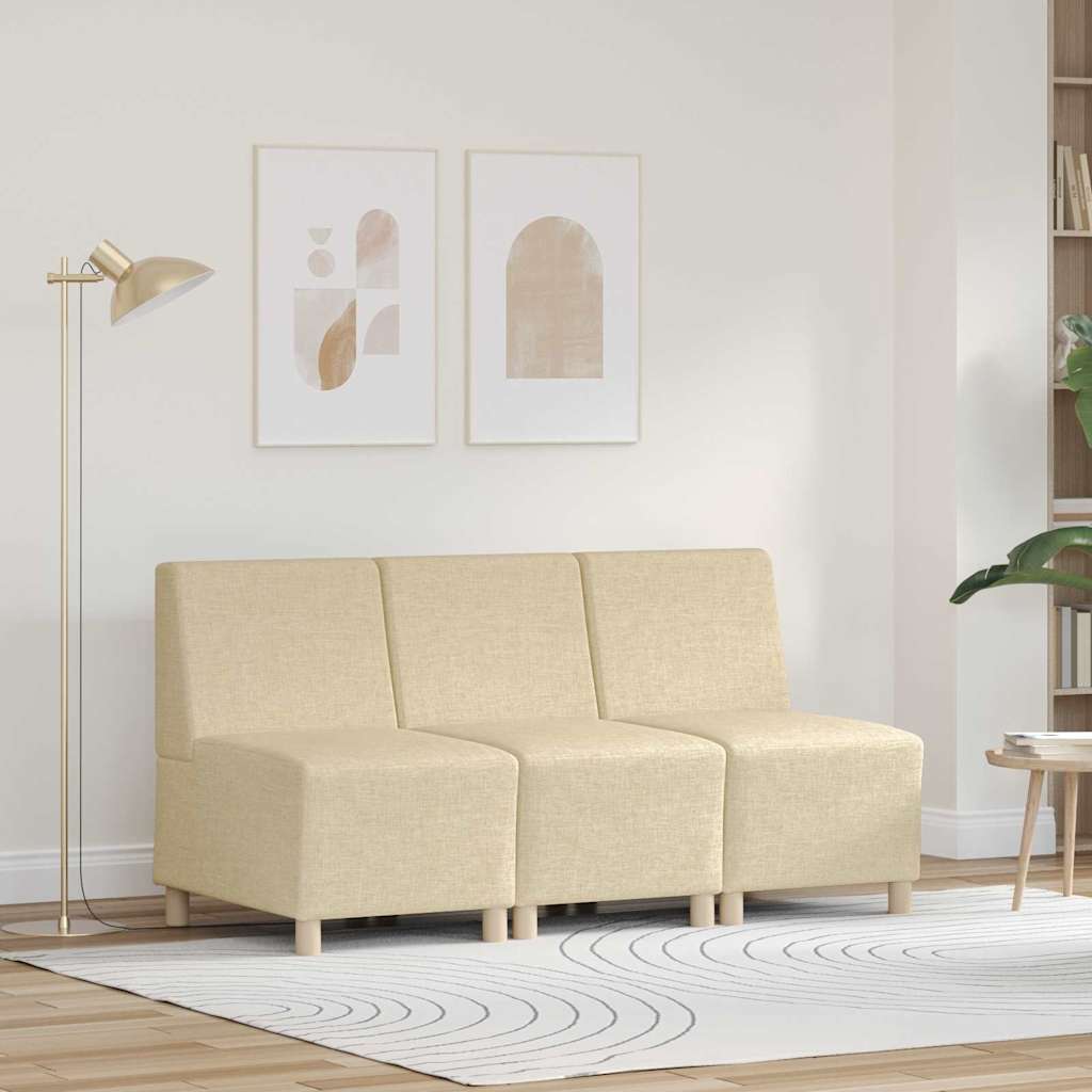 Modularna sofa bez naslona 3 pcs Krema 55 x 74 x 82 cm tkanina