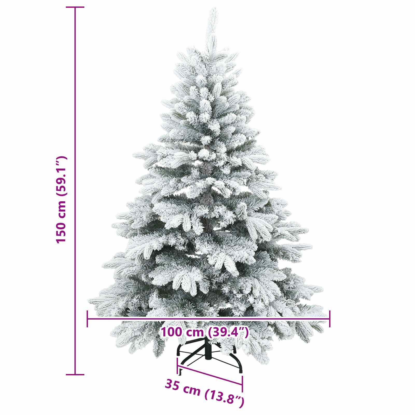 Umjetno Zglobno Božićno Drvo Snijeg Preplačeno Bijelo 150 cm