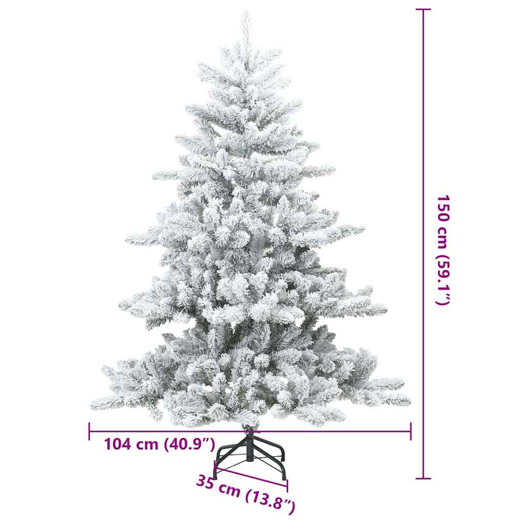 Umjetno Zglobno Božićno Drvo Snijeg Preplačeno Bijelo 150 cm
