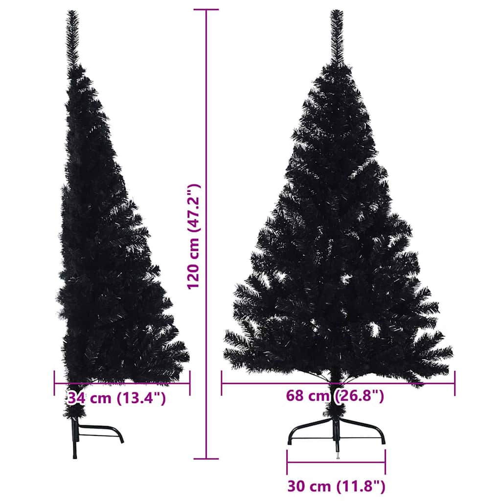 Umjetno predsvijetljeno božićno drvce Crna 120 cm PVC
