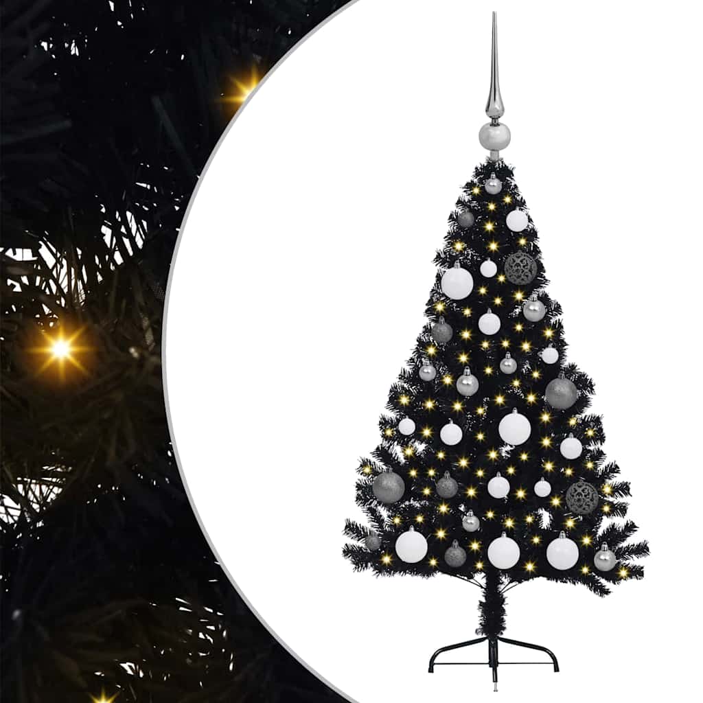 Umjetno predsvijetljeno božićno drvce Crna 120 cm PVC