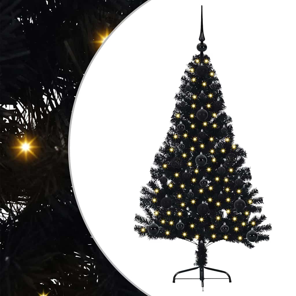 Umjetno predsvijetljeno božićno drvce Crna 120 cm PVC