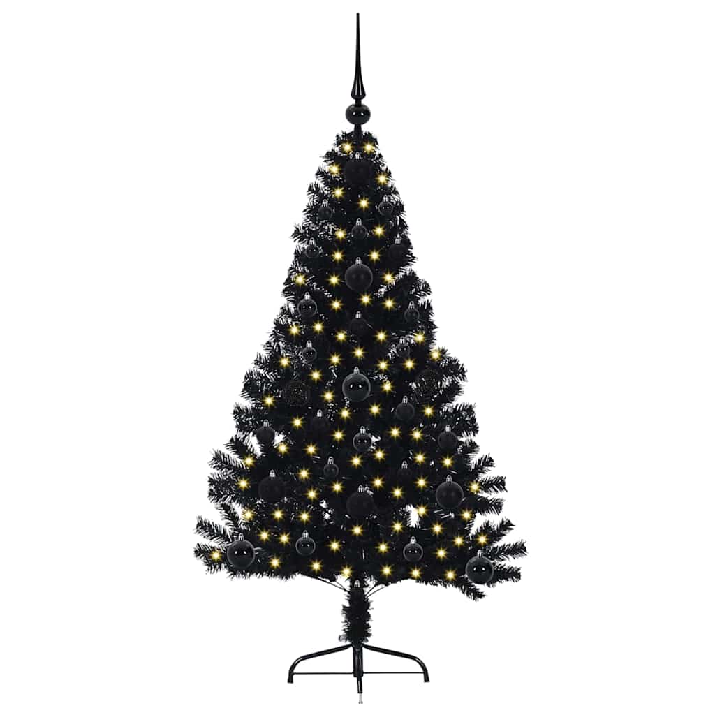 Umjetno predsvijetljeno božićno drvce Crna 120 cm PVC