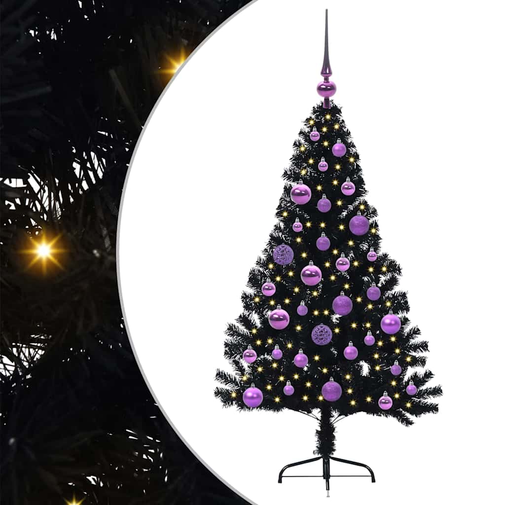 Umjetno predsvijetljeno božićno drvce Crna 120 cm PVC