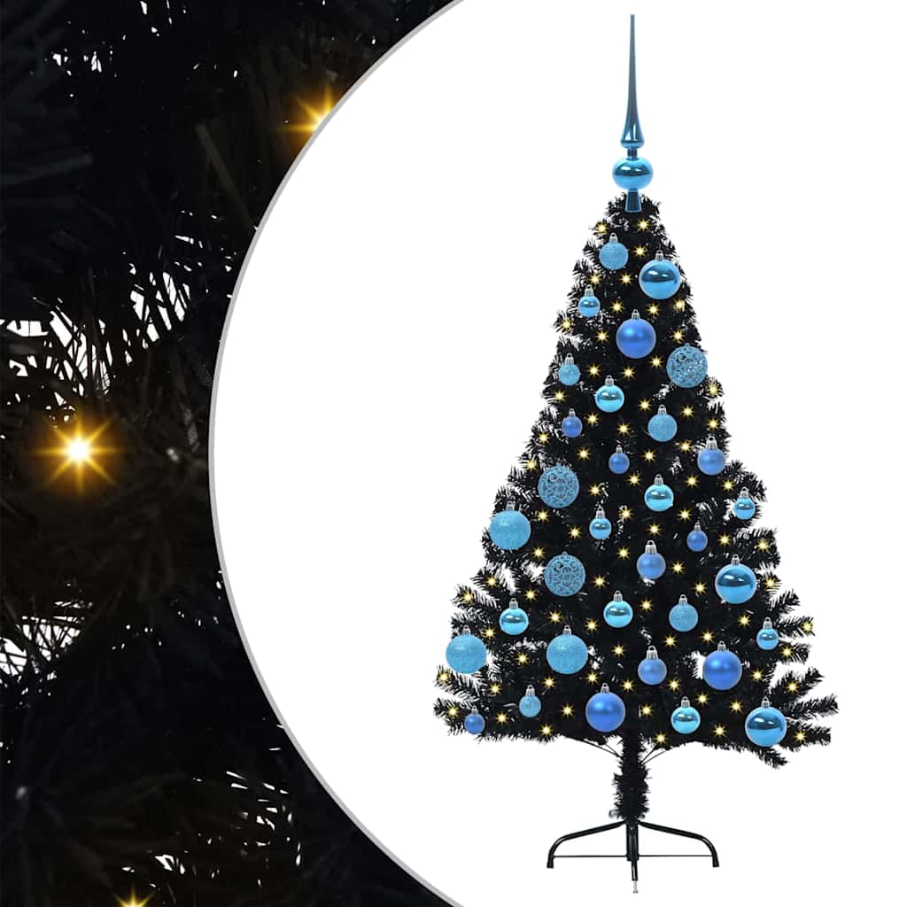 Umjetno predsvijetljeno božićno drvce Crna 120 cm PVC