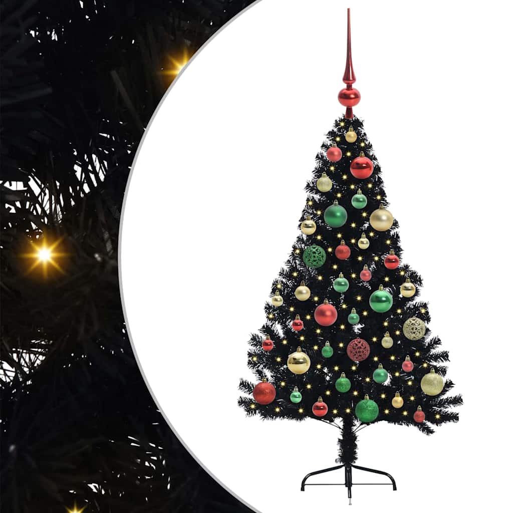 Umjetno predsvijetljeno božićno drvce Crna 120 cm PVC