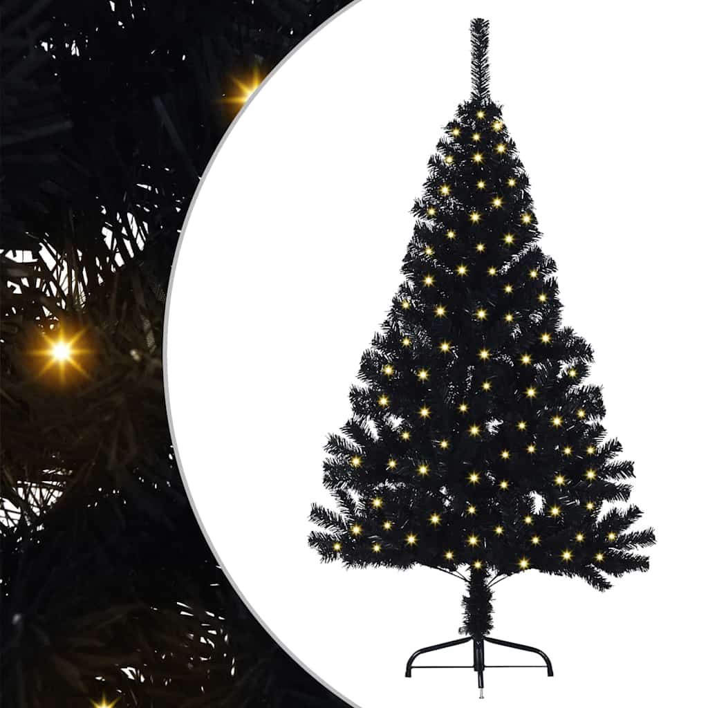 Umjetno predsvijetljeno božićno drvce Crna 150 cm PVC