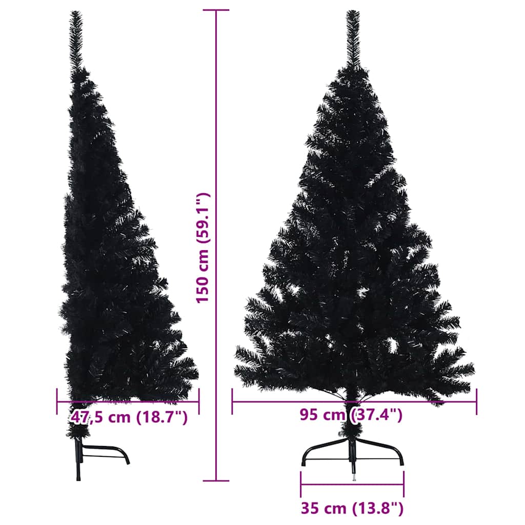 Umjetno predsvijetljeno božićno drvce Crna 150 cm PVC