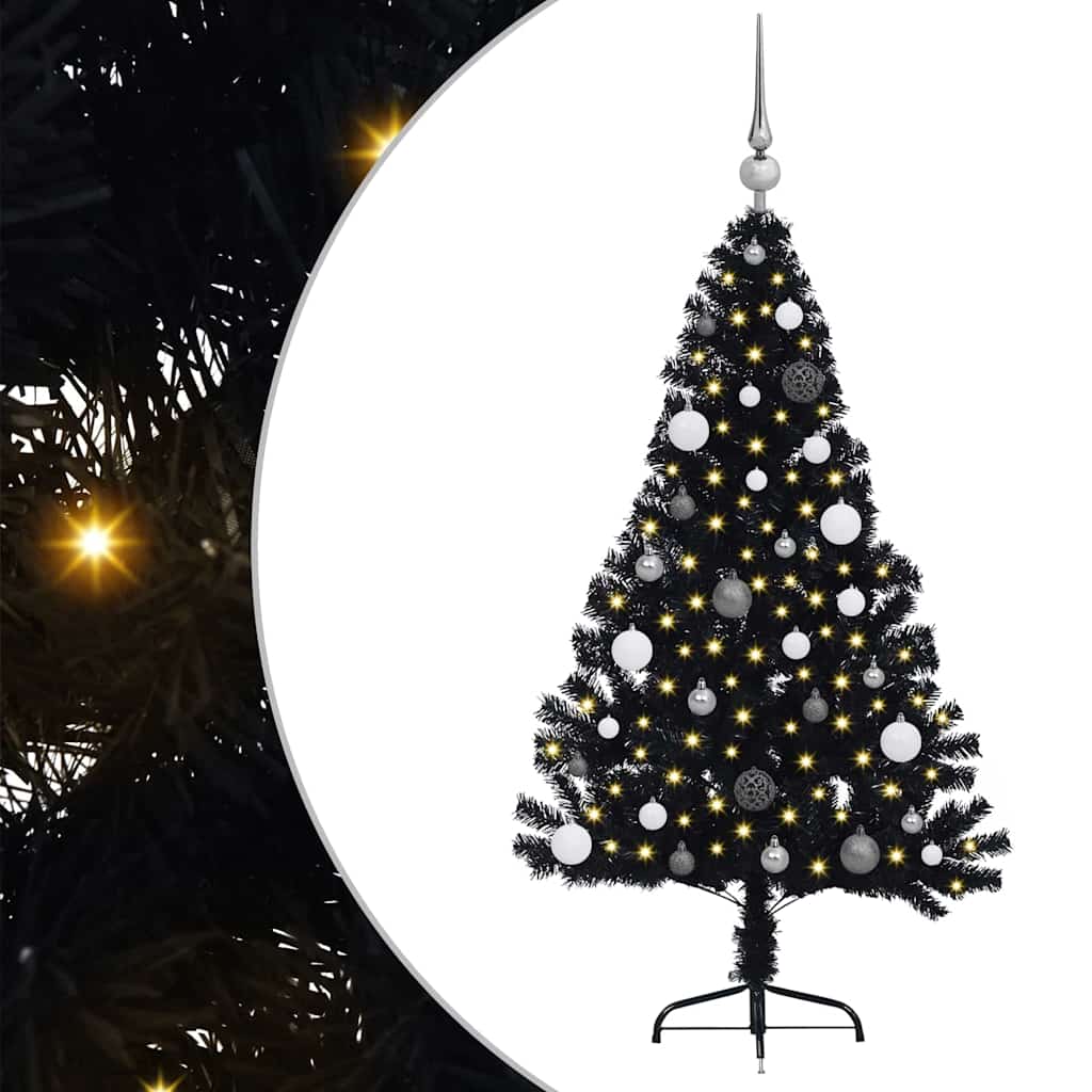 Umjetno predsvijetljeno božićno drvce Crna 150 cm PVC