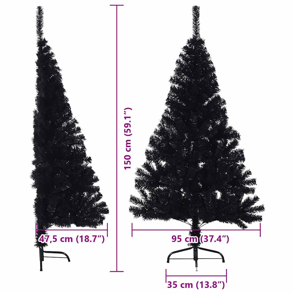 Umjetno predsvijetljeno božićno drvce Crna 150 cm PVC