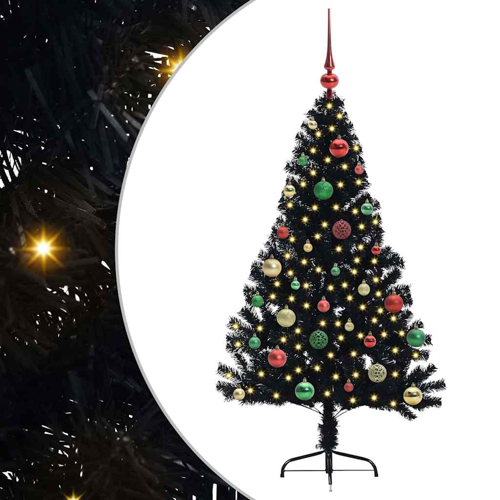 Umjetno predsvijetljeno božićno drvce Crna 150 cm PVC