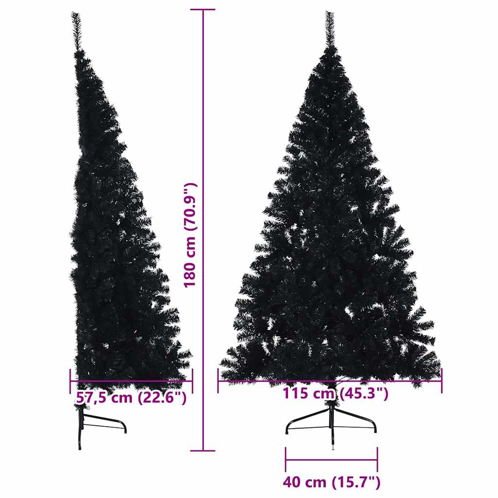 Umjetno predsvijetljeno božićno drvce Crna 180 cm PVC