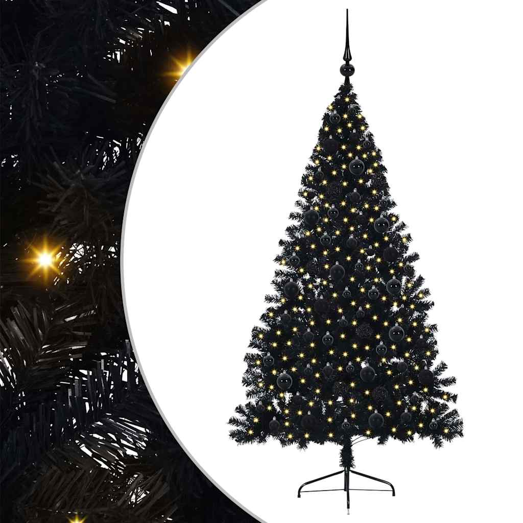 Umjetno predsvijetljeno božićno drvce Crna 180 cm PVC