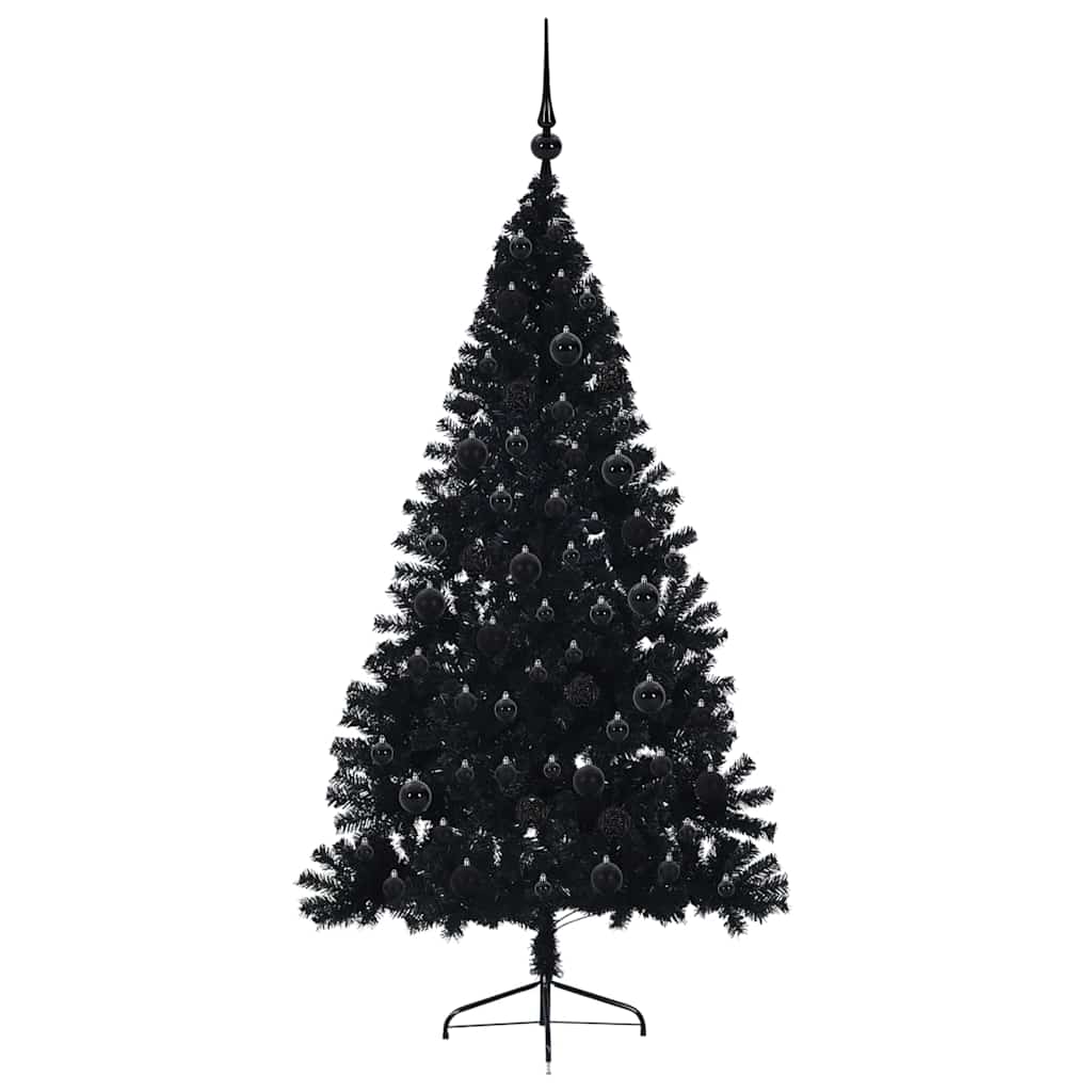 Umjetno predsvijetljeno božićno drvce Crna 180 cm PVC