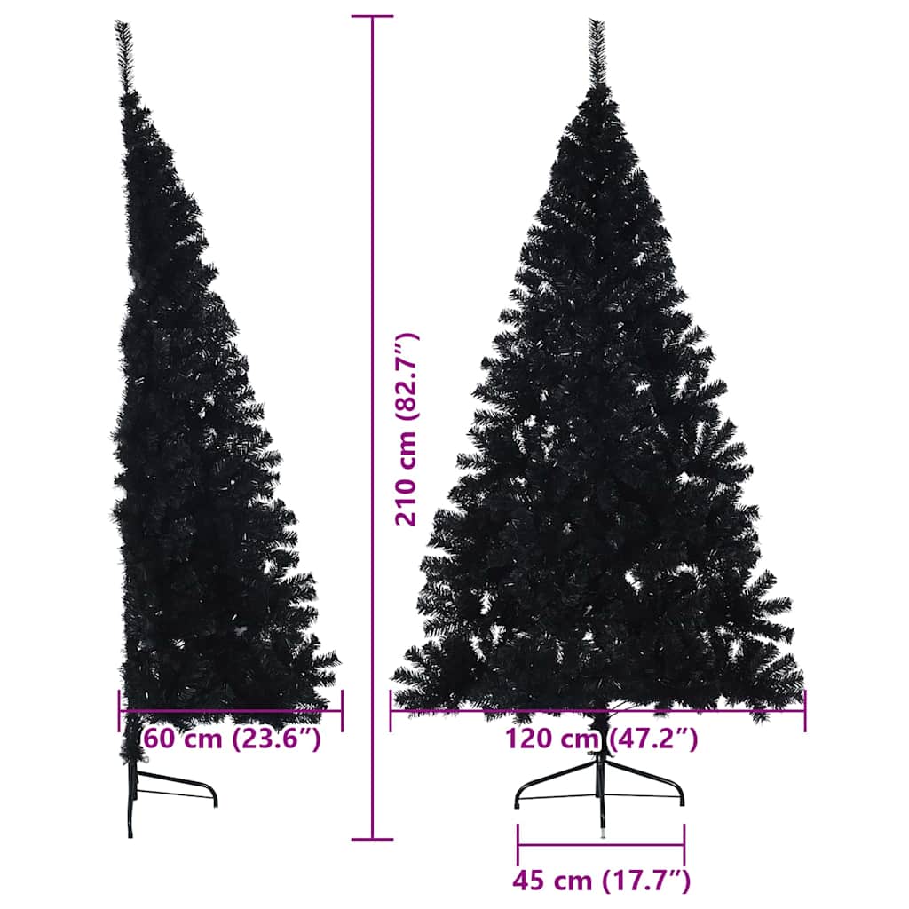 Umjetno predsvijetljeno božićno drvce Crna 210 cm PVC