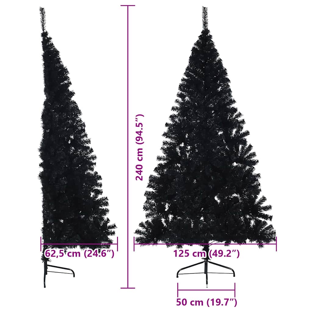 Umjetno predsvijetljeno božićno drvce Crna 240 cm PVC