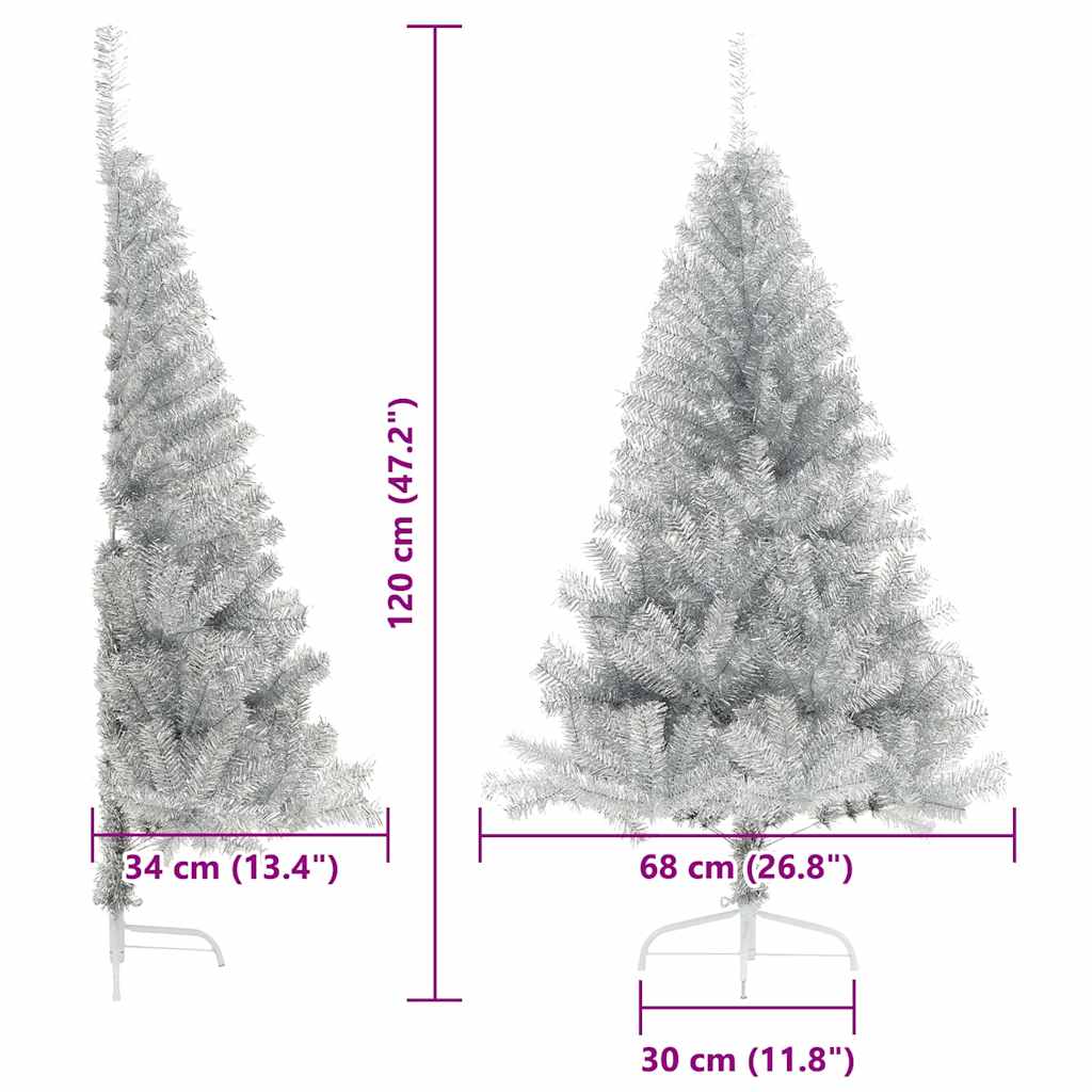 Umjetno predsvijetljeno božićno drvce Srebrno 120 cm PET
