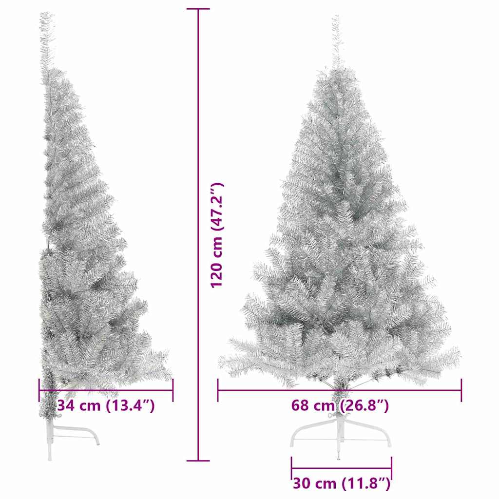 Umjetno predsvijetljeno božićno drvce Srebrno 120 cm PET