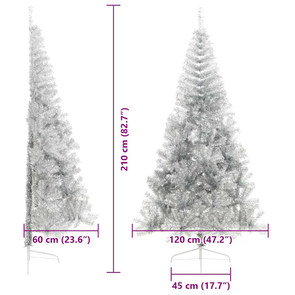 Umjetno predsvijetljeno božićno drvce Srebrno 210 cm PET