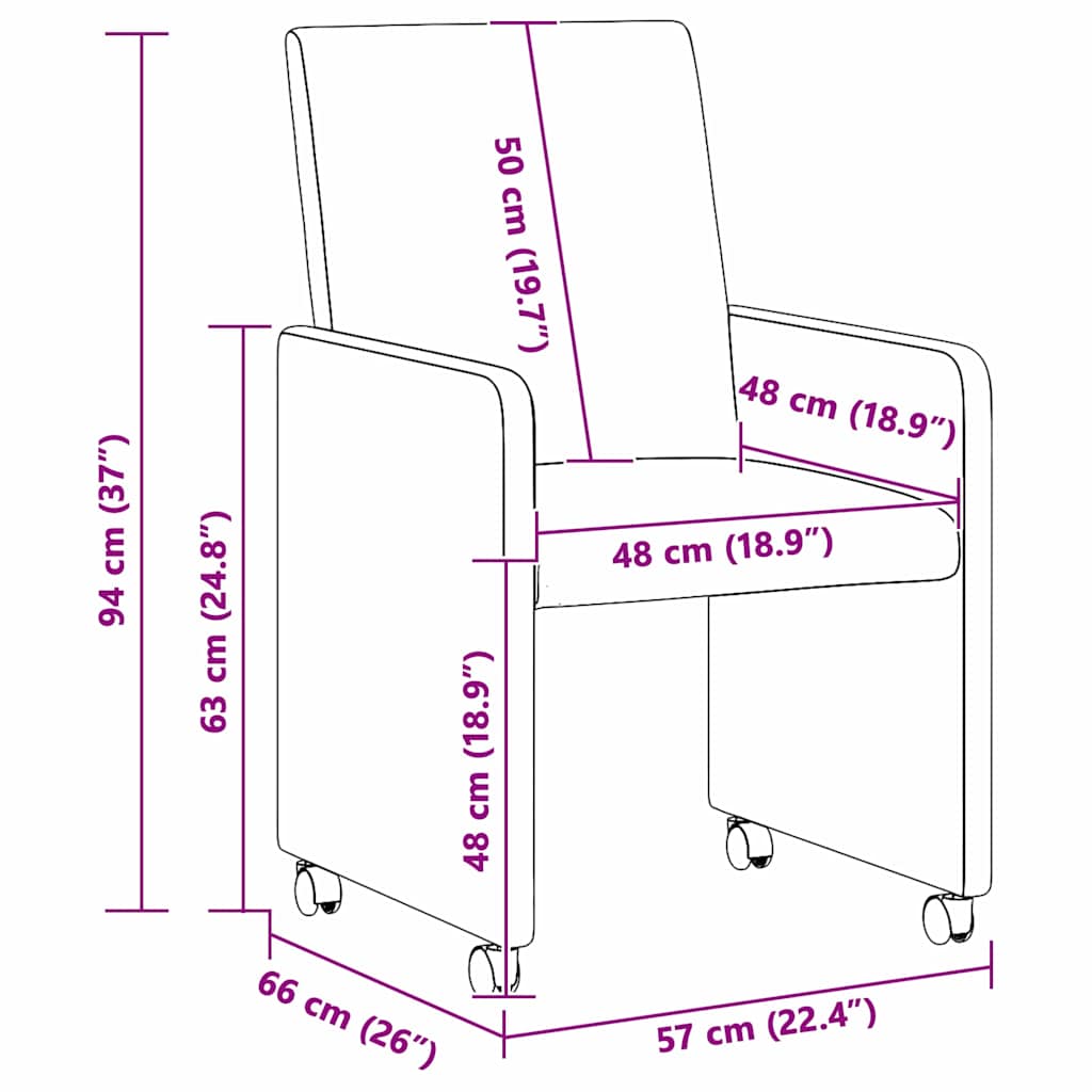 Blagovačke stolice s kotačima 2 pcs Tamno siva 57 x 66 x 94 cm
