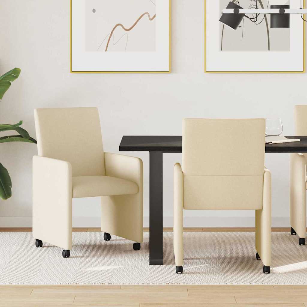Blagovačke stolice s kotačima 2 pcs Krema 57 x 66 x 94 cm