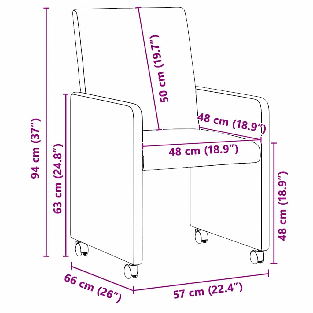 Blagovačke stolice s kotačima 2 pcs Smeđa 57 x 66 x 94 cm