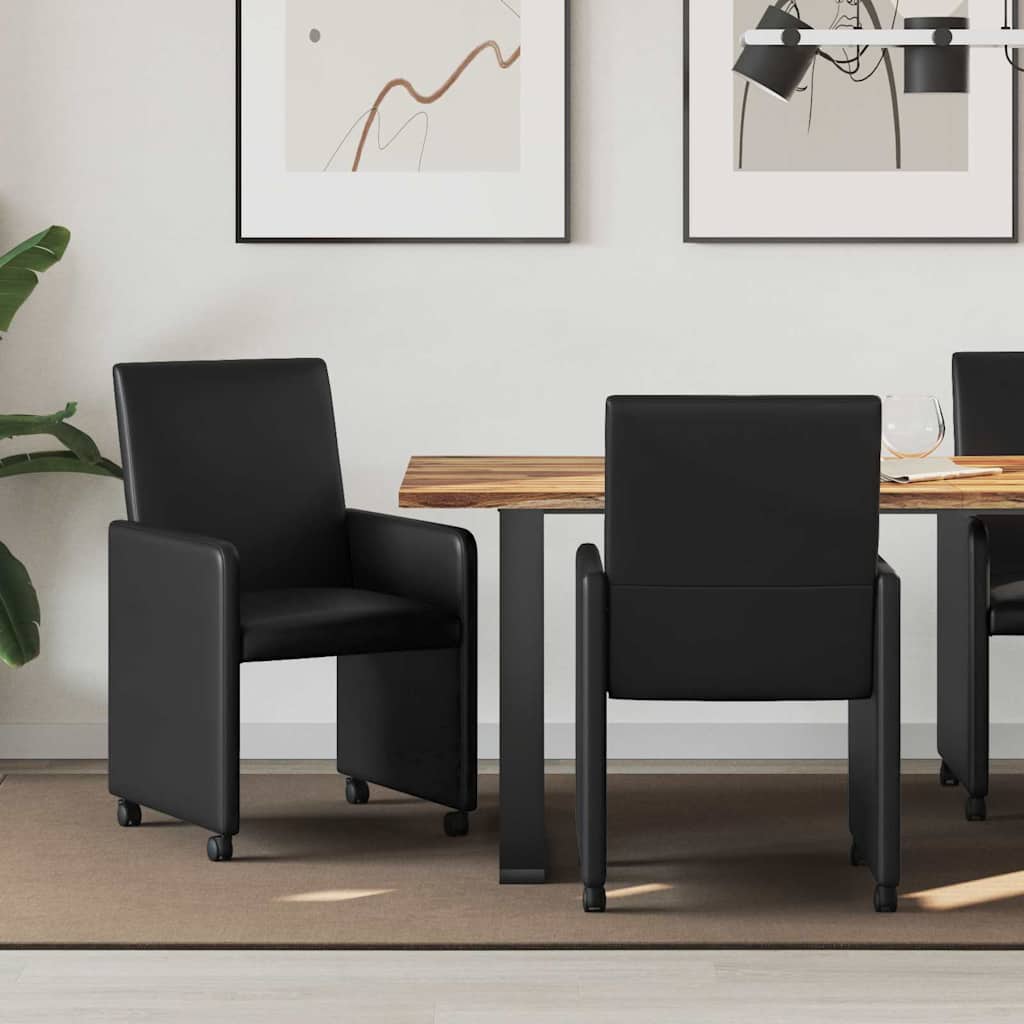 Blagovačke stolice s kotačima 2 pcs Crna 57 x 66 x 94 cm