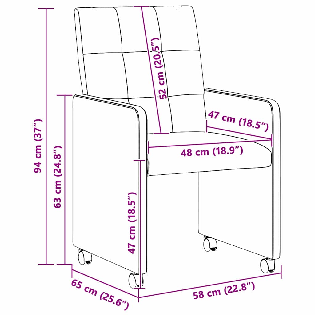 Blagovačke stolice s kotačima 2 pcs Plava 58 x 65 x 94 cm