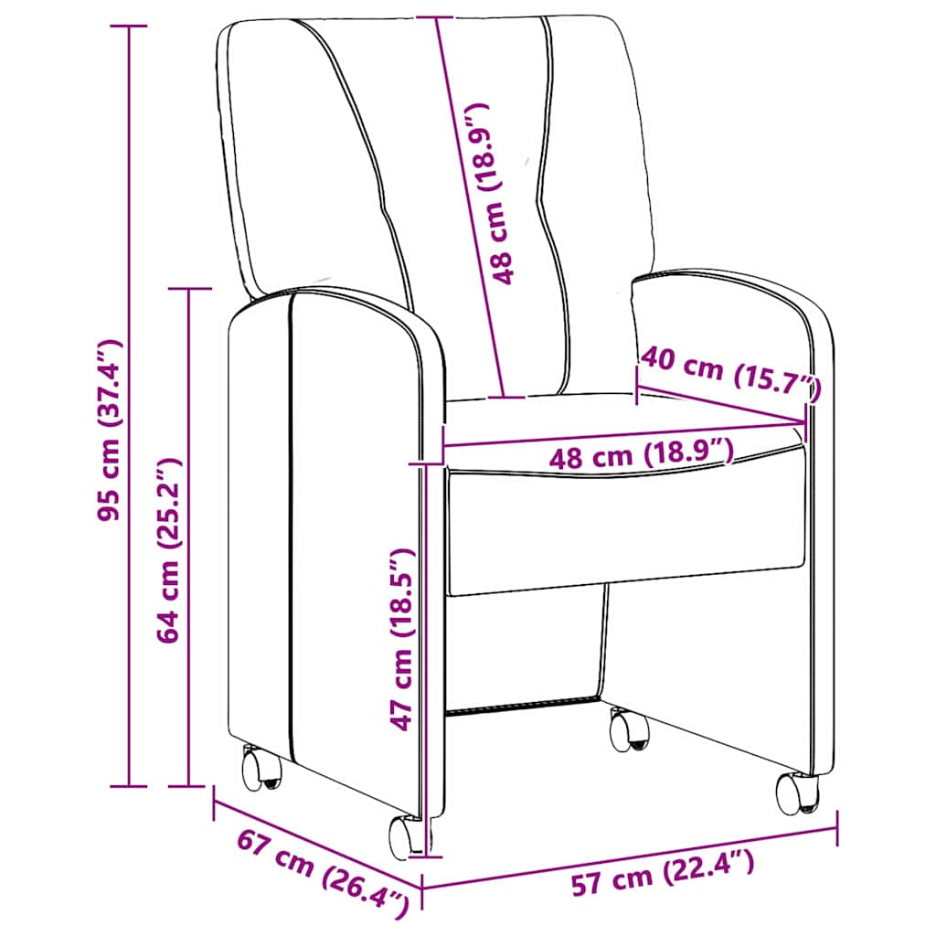 Blagovačke stolice s kotačima 2 pcs Siva 57 x 67 x 95 cm