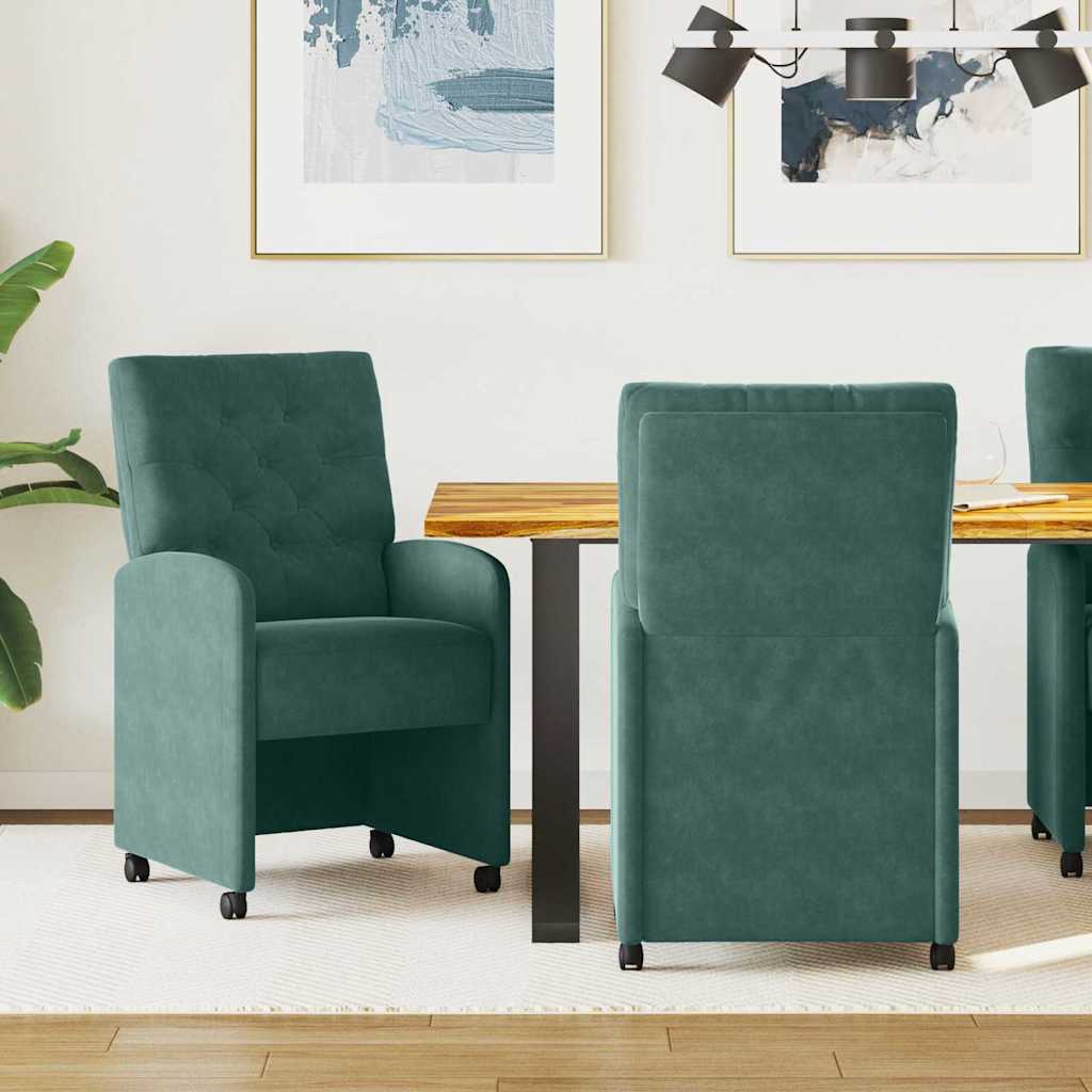 Blagovačke stolice s kotačima 2 pcs Tamnozelena 58 x 67 x 97 cm