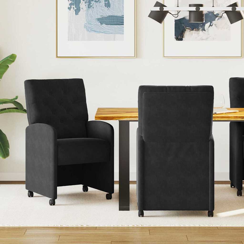 Blagovačke stolice s kotačima 2 pcs Crna 58 x 67 x 97 cm Baršun