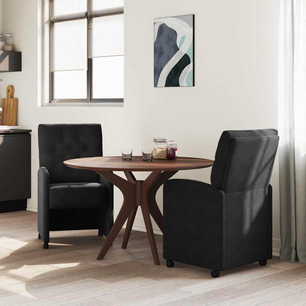 Blagovačke stolice s kotačima 2 pcs Crna 58 x 67 x 97 cm Baršun
