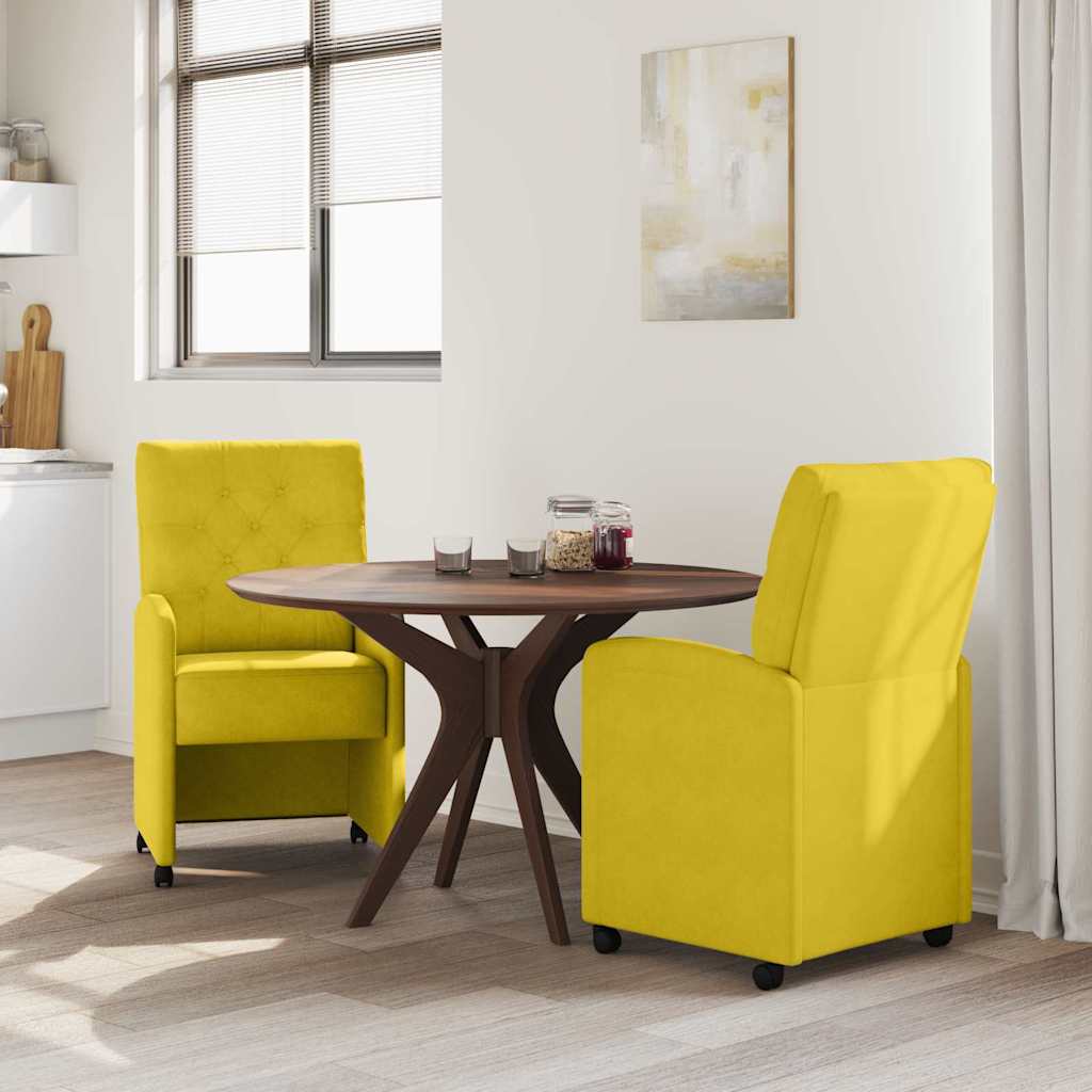 Blagovačke stolice s kotačima 2 pcs Žuta 58 x 67 x 97 cm Baršun
