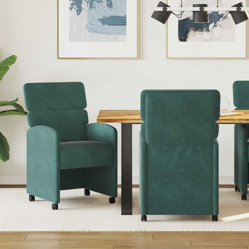 Blagovačke stolice s kotačima 2 pcs Tamnozelena 58 x 65 x 98 cm