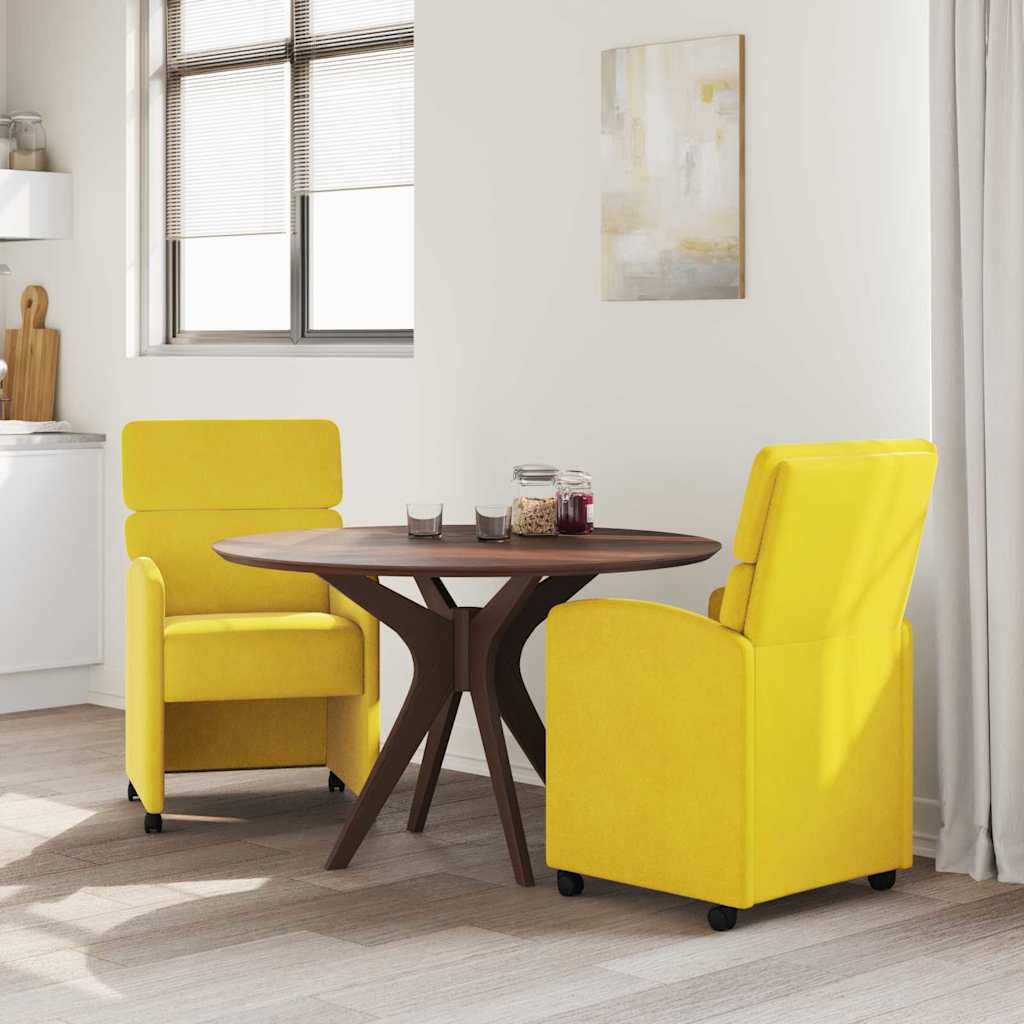 Blagovačke stolice s kotačima 2 pcs Žuta 58 x 65 x 98 cm Baršun
