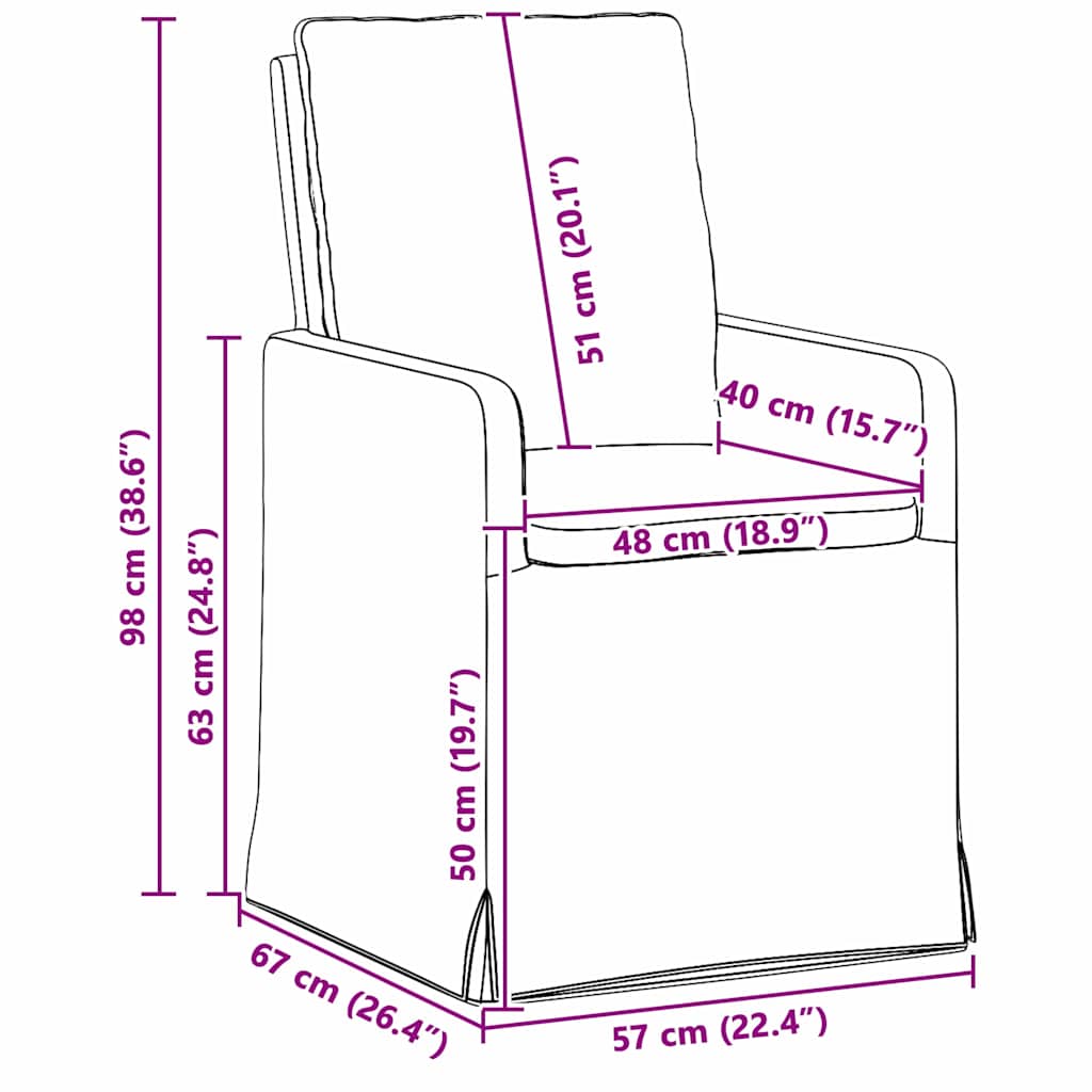 Trpezarijske stolice 2 pcs Svjetlosiva 57 x 67 x 98 cm tkanina