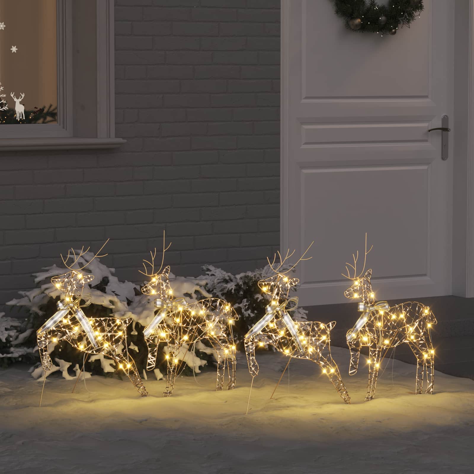 LED Riječni jeleni s 80 LED svjetlima 4 pcs Zlatno PET