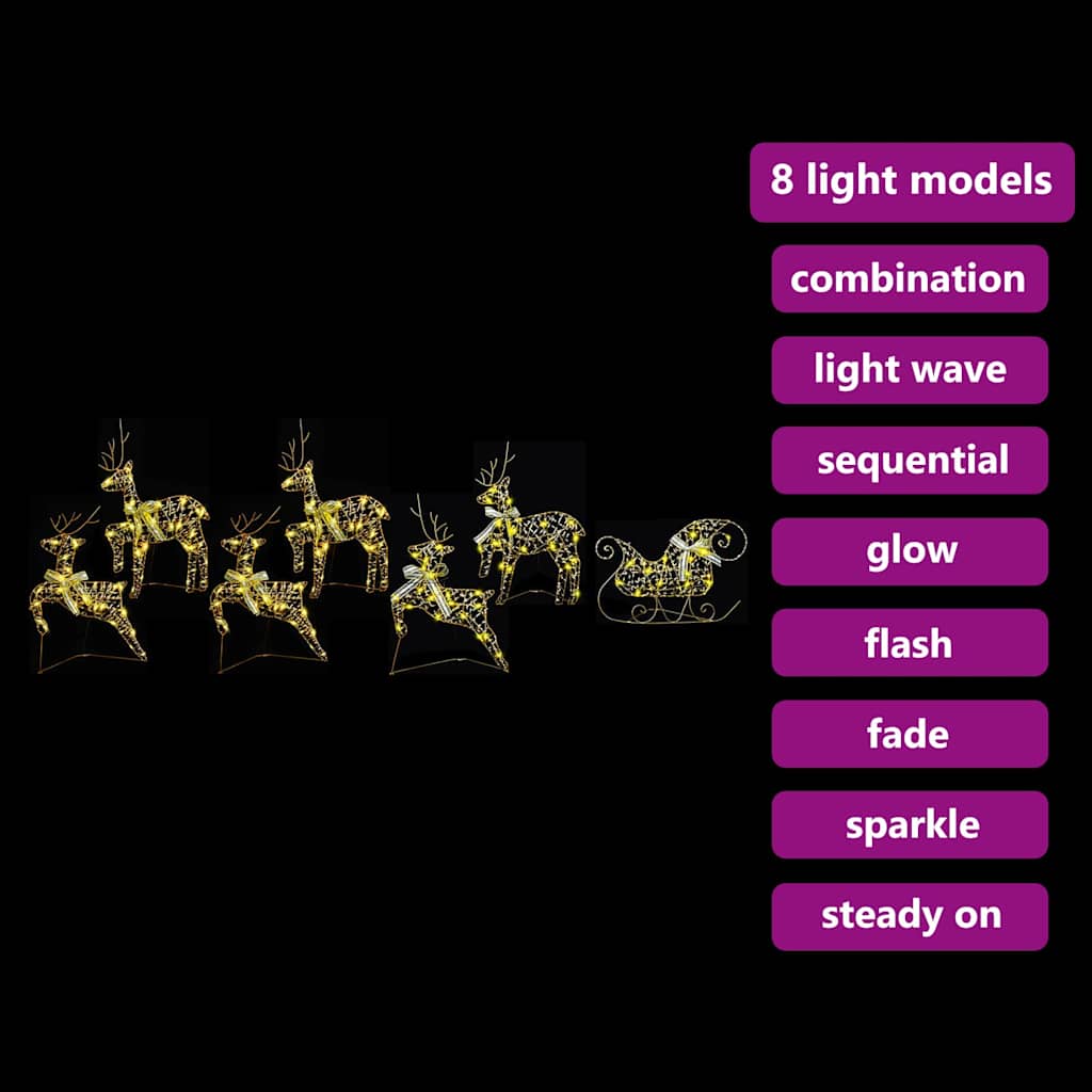 LED Riječni jeleni s 40 LED svjetlima 7 pcs Zlatno PET