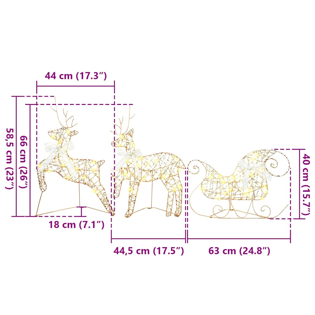 LED Riječni jeleni s 40 LED svjetlima 7 pcs Zlatno PET