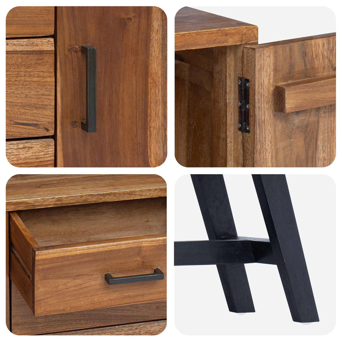 TV stalak s ladicama Prirodna 110 x 30 x 75 cm Čvrsto teak drvo
