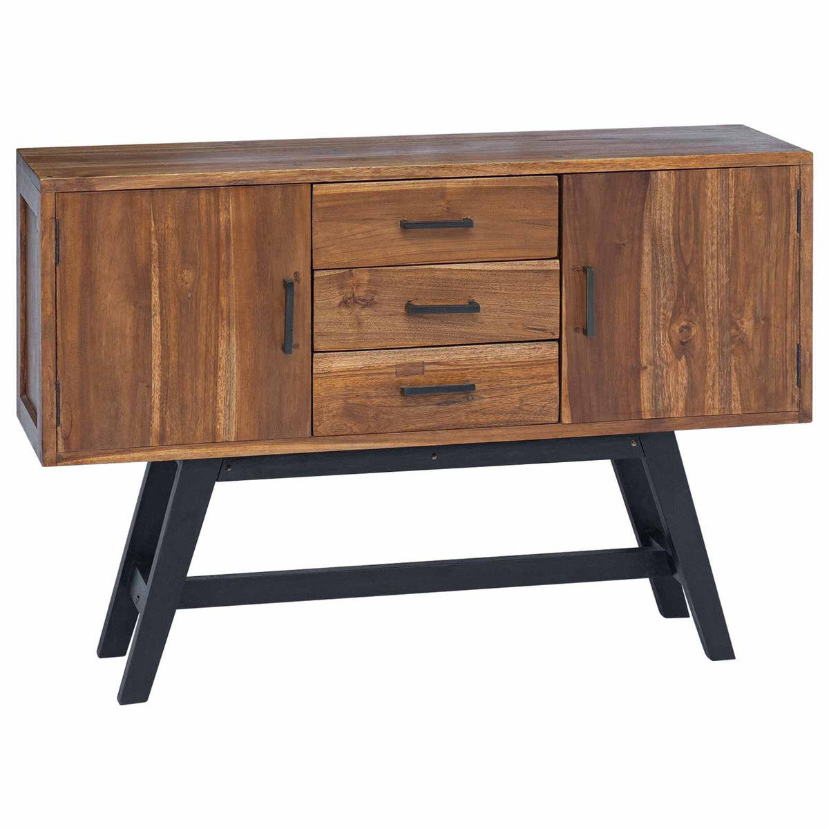 TV stalak s ladicama Prirodna 110 x 30 x 75 cm Čvrsto teak drvo
