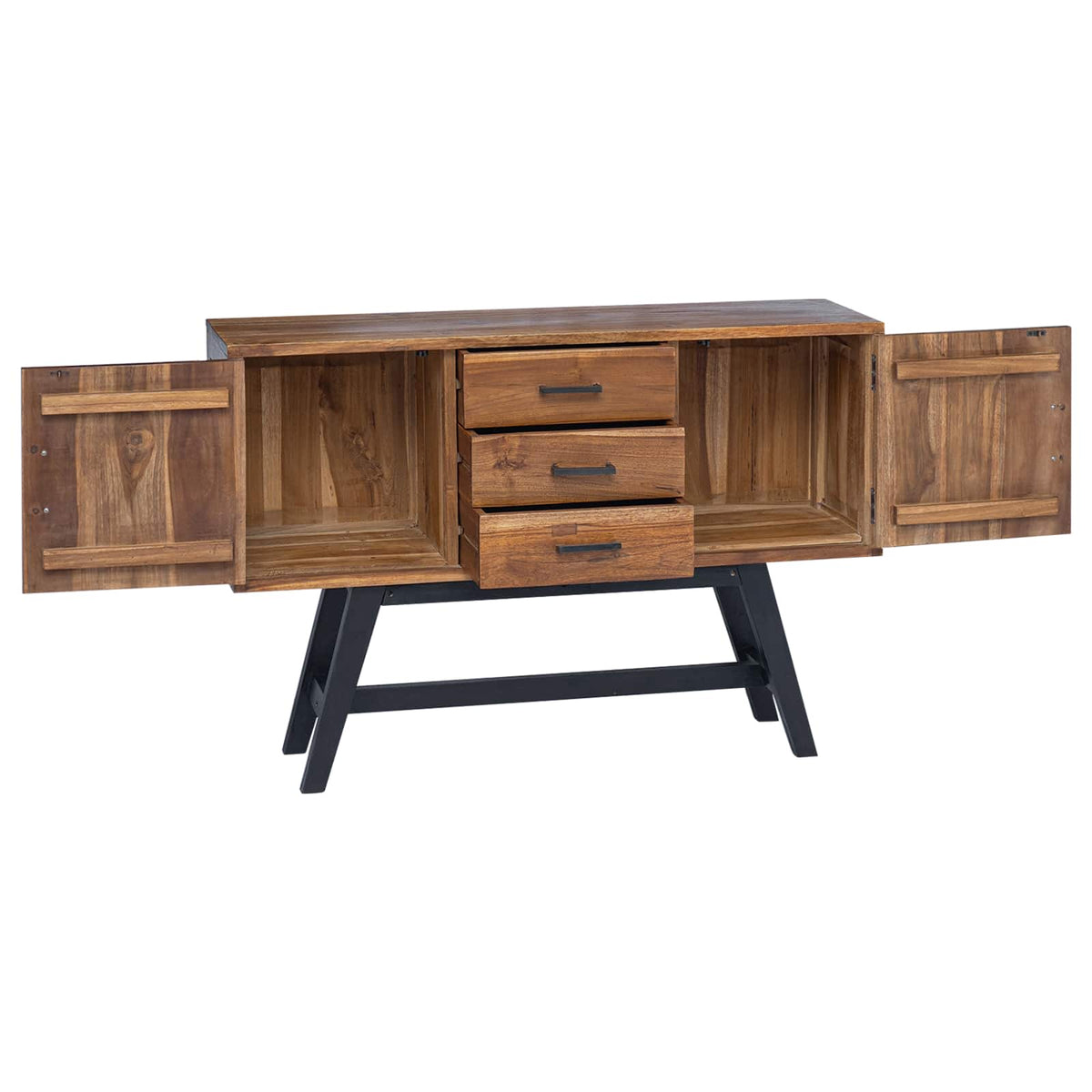 TV stalak s ladicama Prirodna 110 x 30 x 75 cm Čvrsto teak drvo