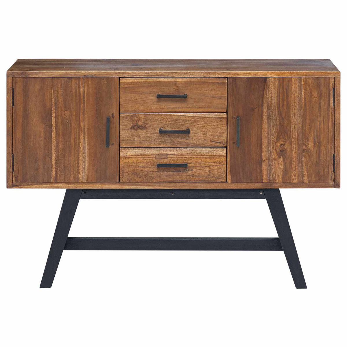 TV stalak s ladicama Prirodna 110 x 30 x 75 cm Čvrsto teak drvo