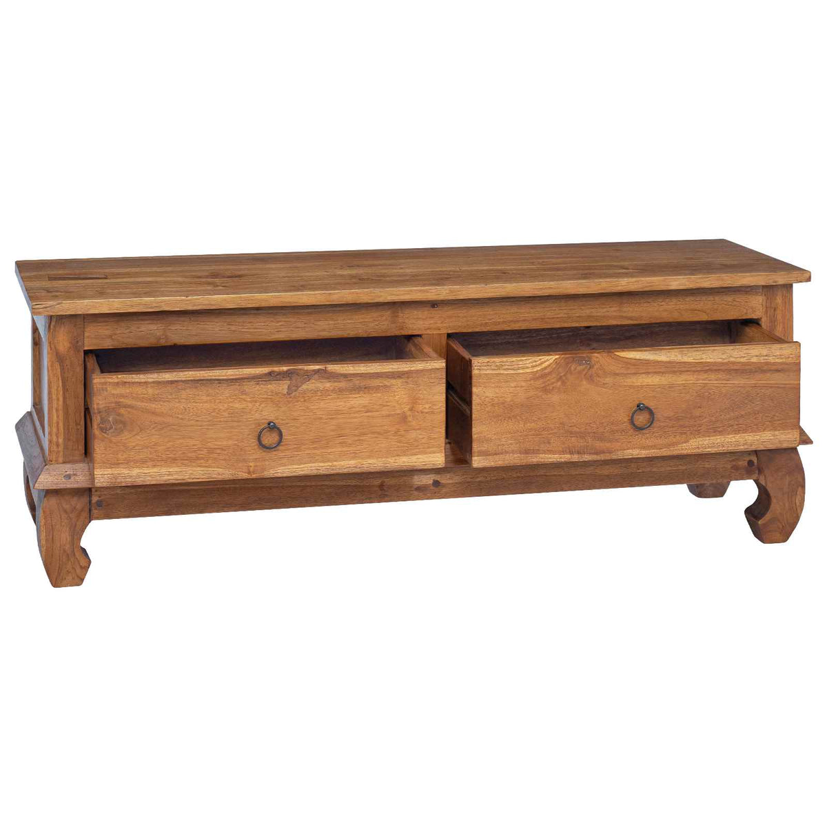 TV stalak s ladicama Prirodna 110 x 35 x 40 cm Čvrsto teak drvo
