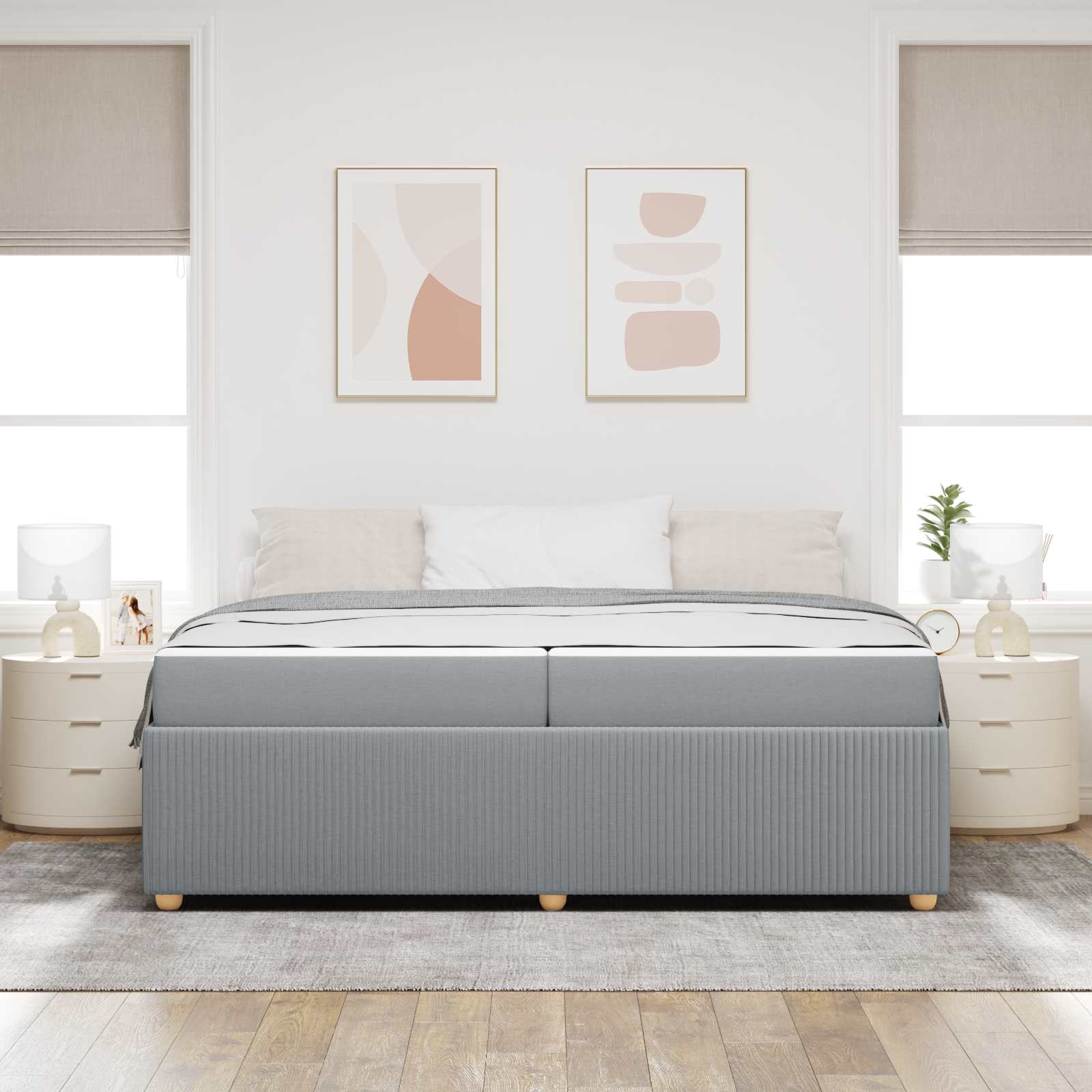 Krevetna konstrukcija Svijetlo siva 200 x 200 cm tkanina