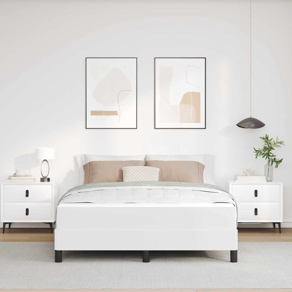 Krevetna konstrukcija Čista bijela 160 x 200 cm tkanina