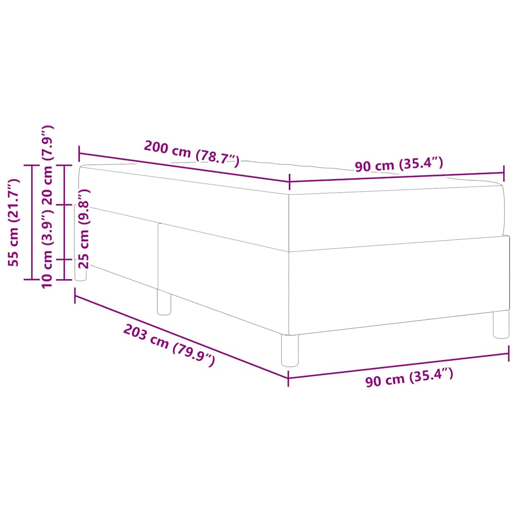 Krevet s opruga kutije Krema 90 x 200 cm tkanina